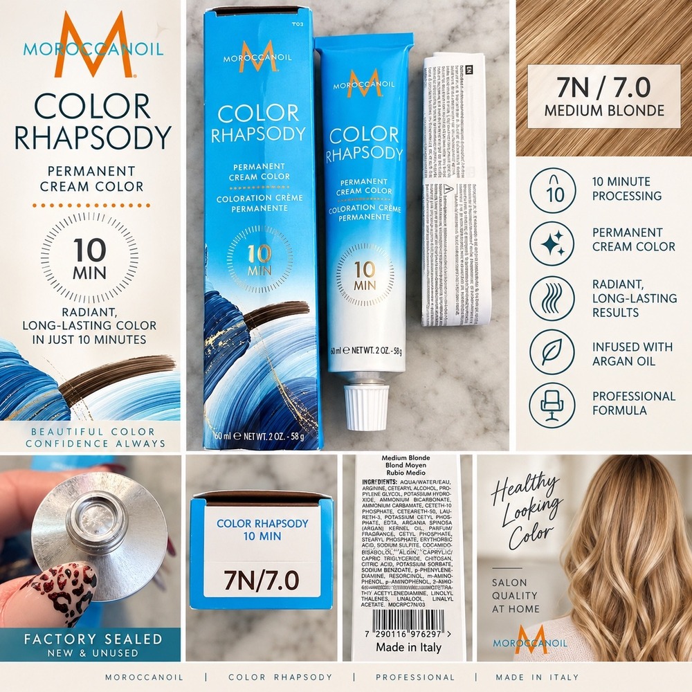 Moroccanoil Color Rhapsody 10 Min 7N 7.0 Medium Blonde Permanent Hair Color